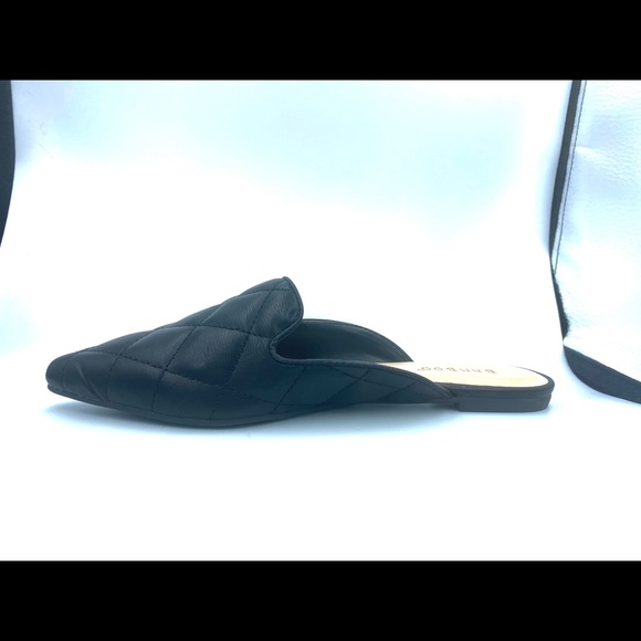 NWT Black Quilted Faux Leather Mules Pointed Toe - Picture 4 of 12